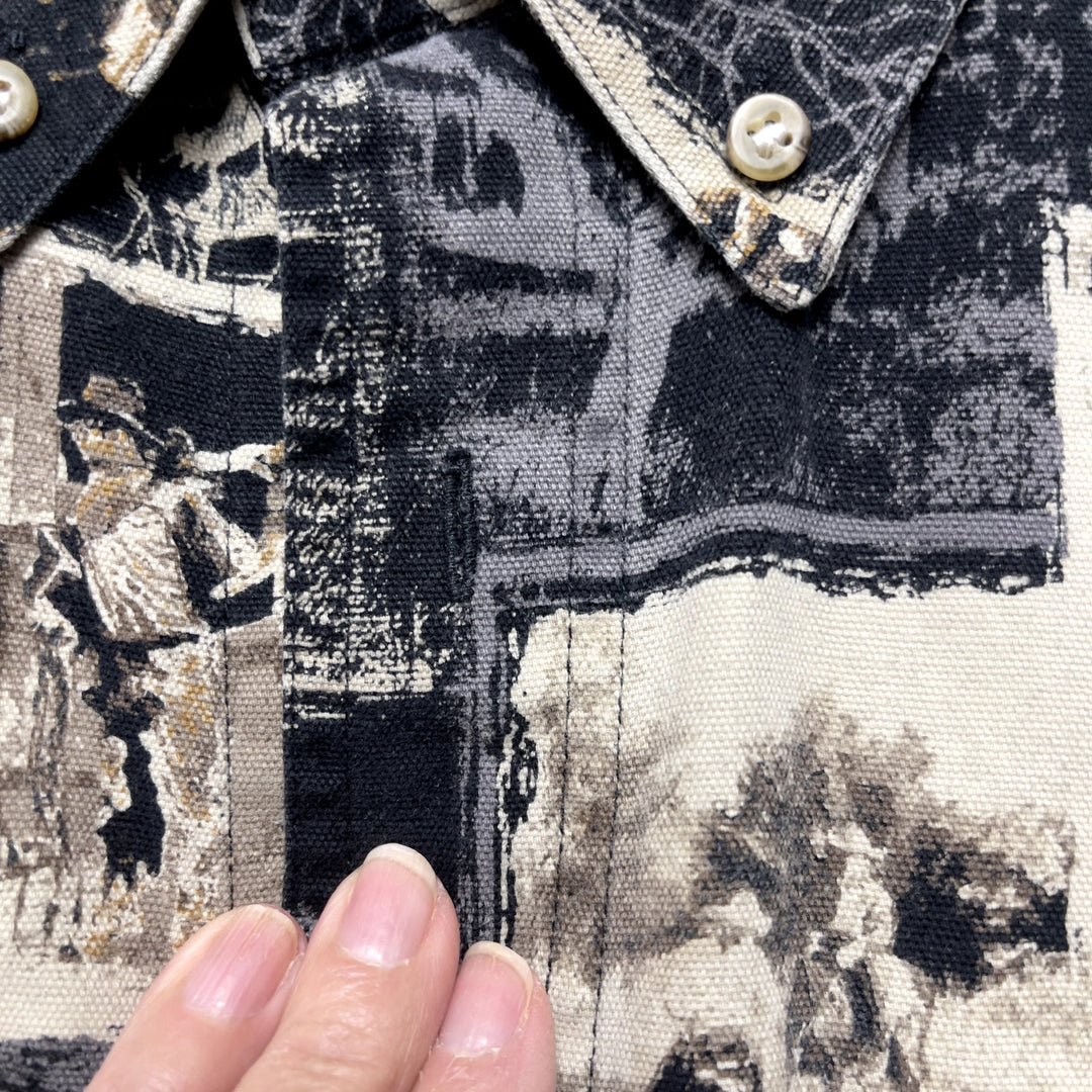 Vintage Men's Sandy River Western Print All Over Button Down Large