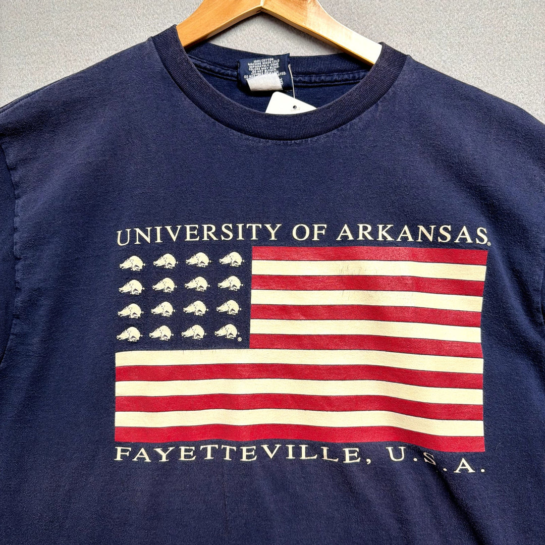 Vintage University of Arkansas USA Flag T Shirt Size Large