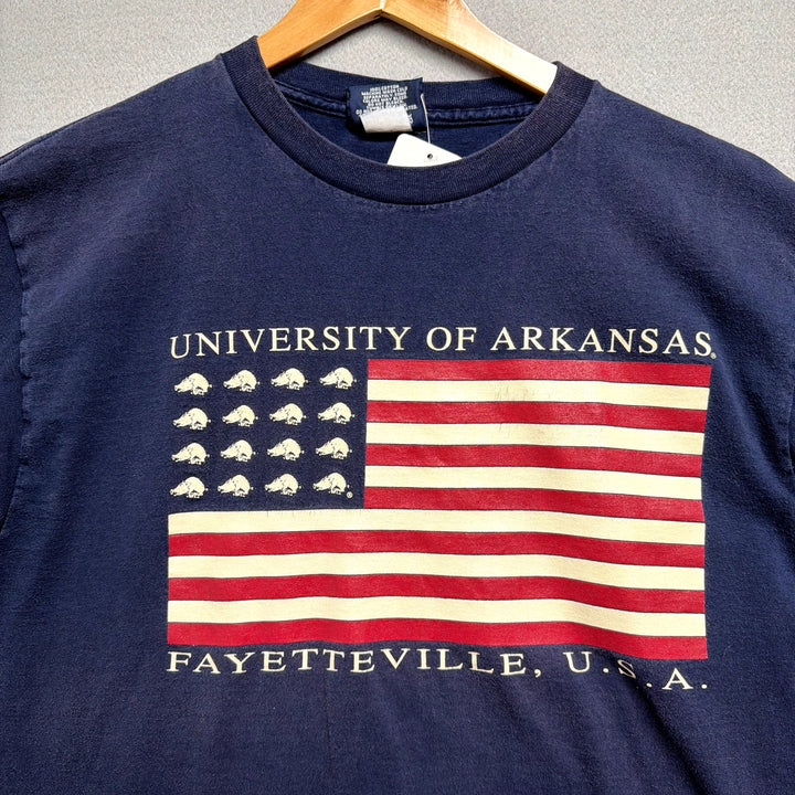 Vintage University of Arkansas USA Flag T Shirt Size Large