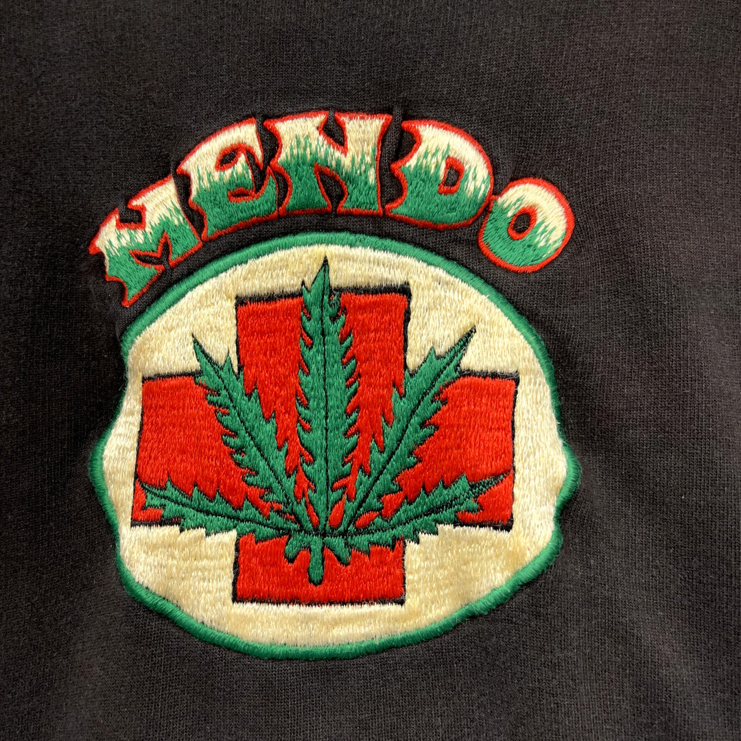 Vintage Mendo Weed Marijuana Embroidered Hoodie Size Large
