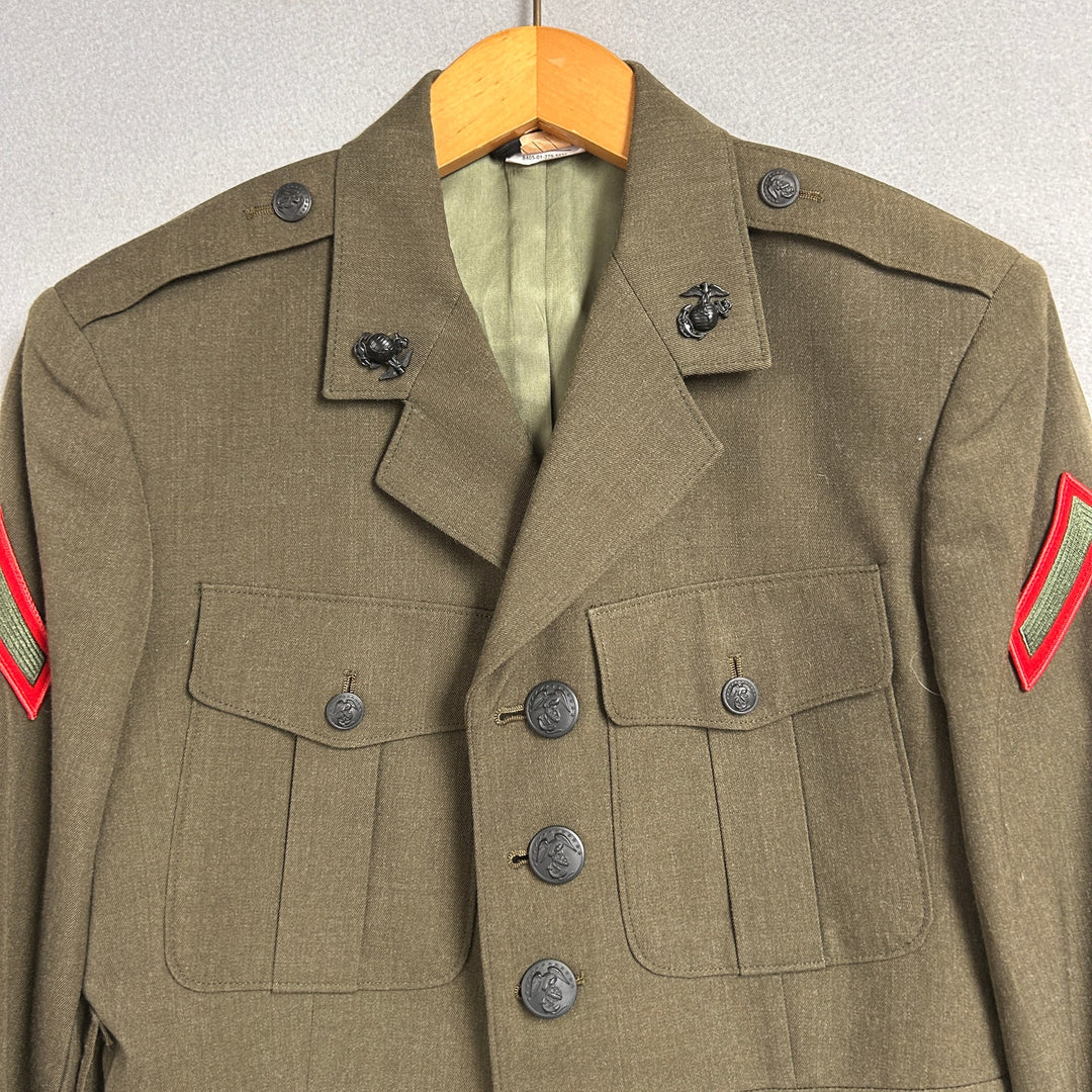 USMC Private First Class Dress Green Jacket No Belt Crown Clothing Size 40S