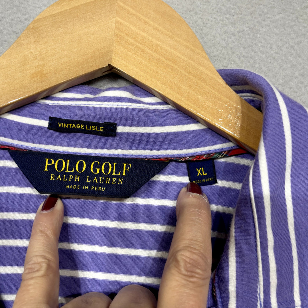 Polo Golf Ralph Lauren Vintage Lisle Striped Polo Shirt size XL