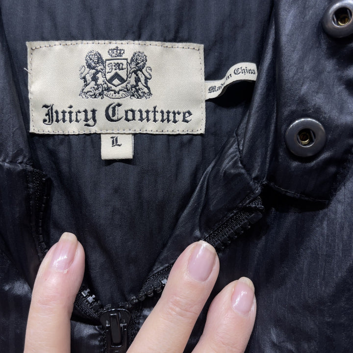 Y2k Juicy Couture Black Green Windbreaker Jacket Size Large