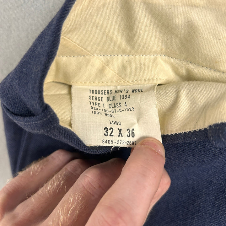 Vintage 1967 US Military Blue Wool Trousers Size 30X32