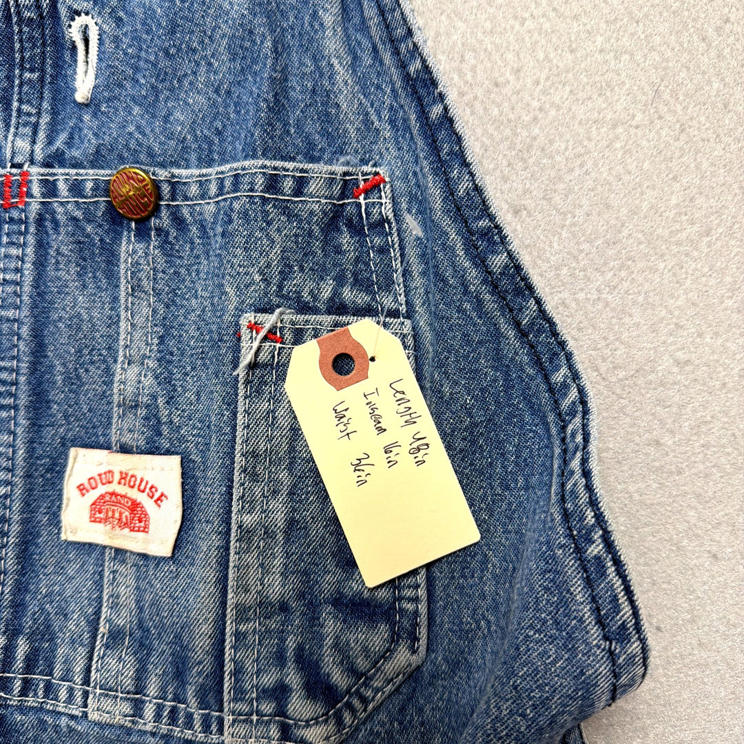 Vintage Roundhouse Made in USA Cut Off Overalls Size 36