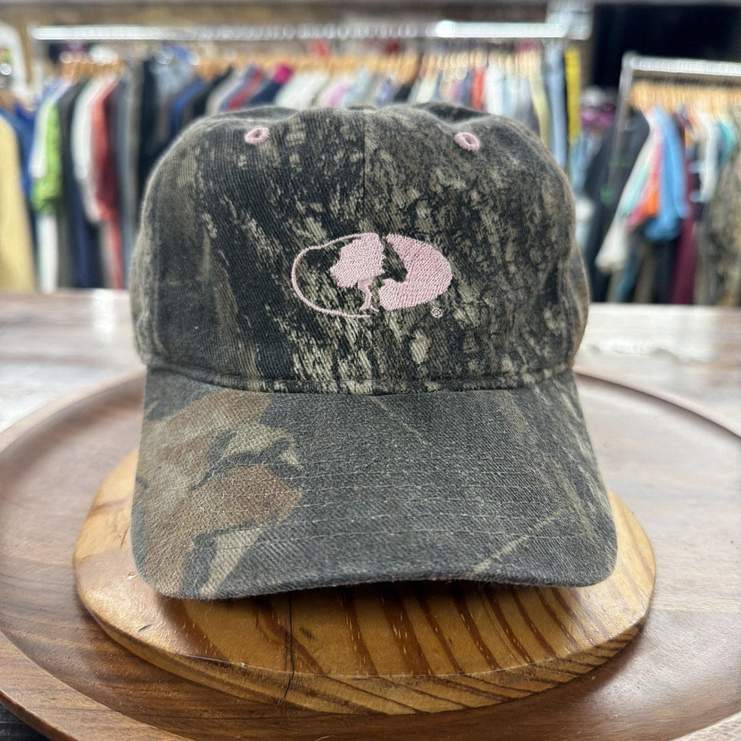 Vintage Y2K Mossy Oak Camo Pink Logo Strap Back Hat