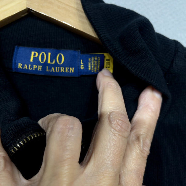 Polo Ralph Lauren Black Quarter Zip Sweater Size Large