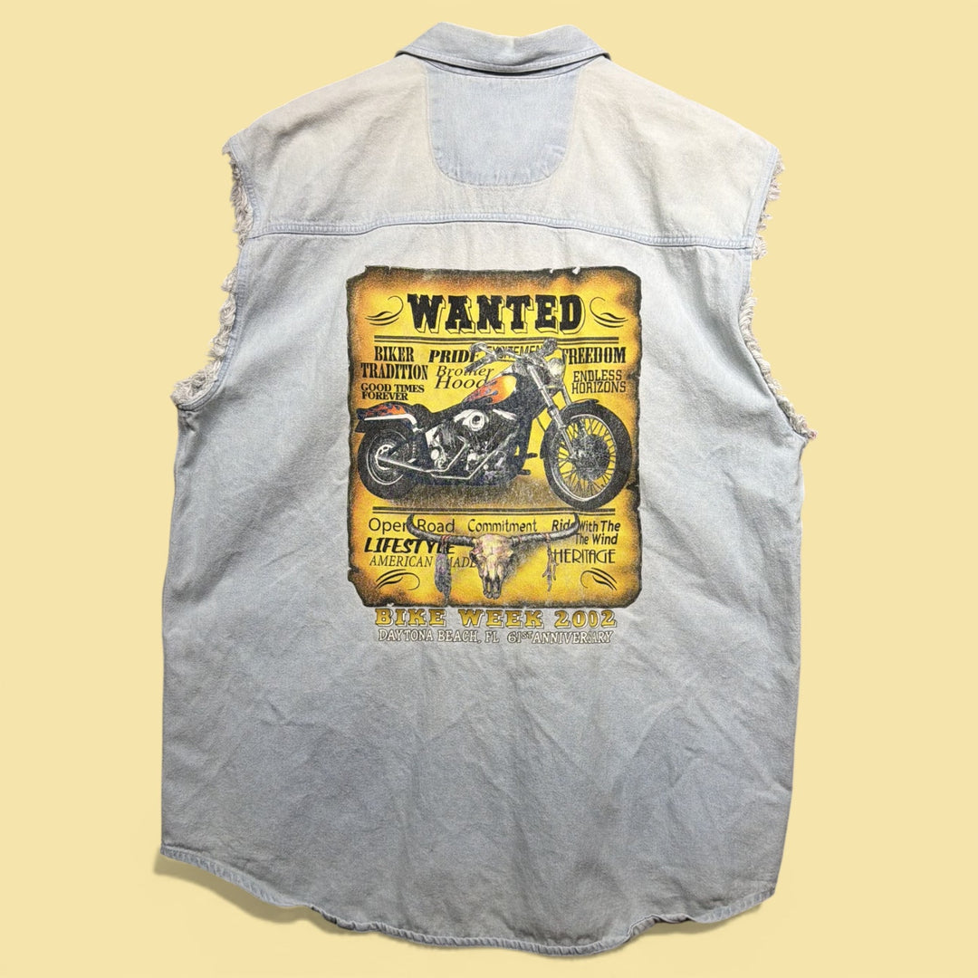 Vintage Daytona Bike Week 2000s Sleeveless Button Down Shirt Size XL