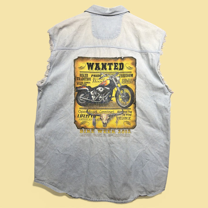 Vintage Daytona Bike Week 2000s Sleeveless Button Down Shirt Size XL
