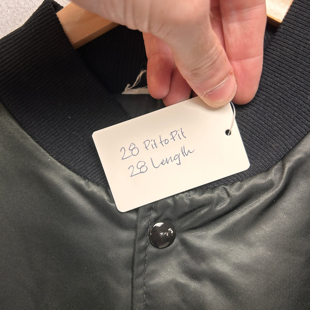 Vintage Willis Shaw Express Black Nylon Trucker Bomber Jacket Size XXL