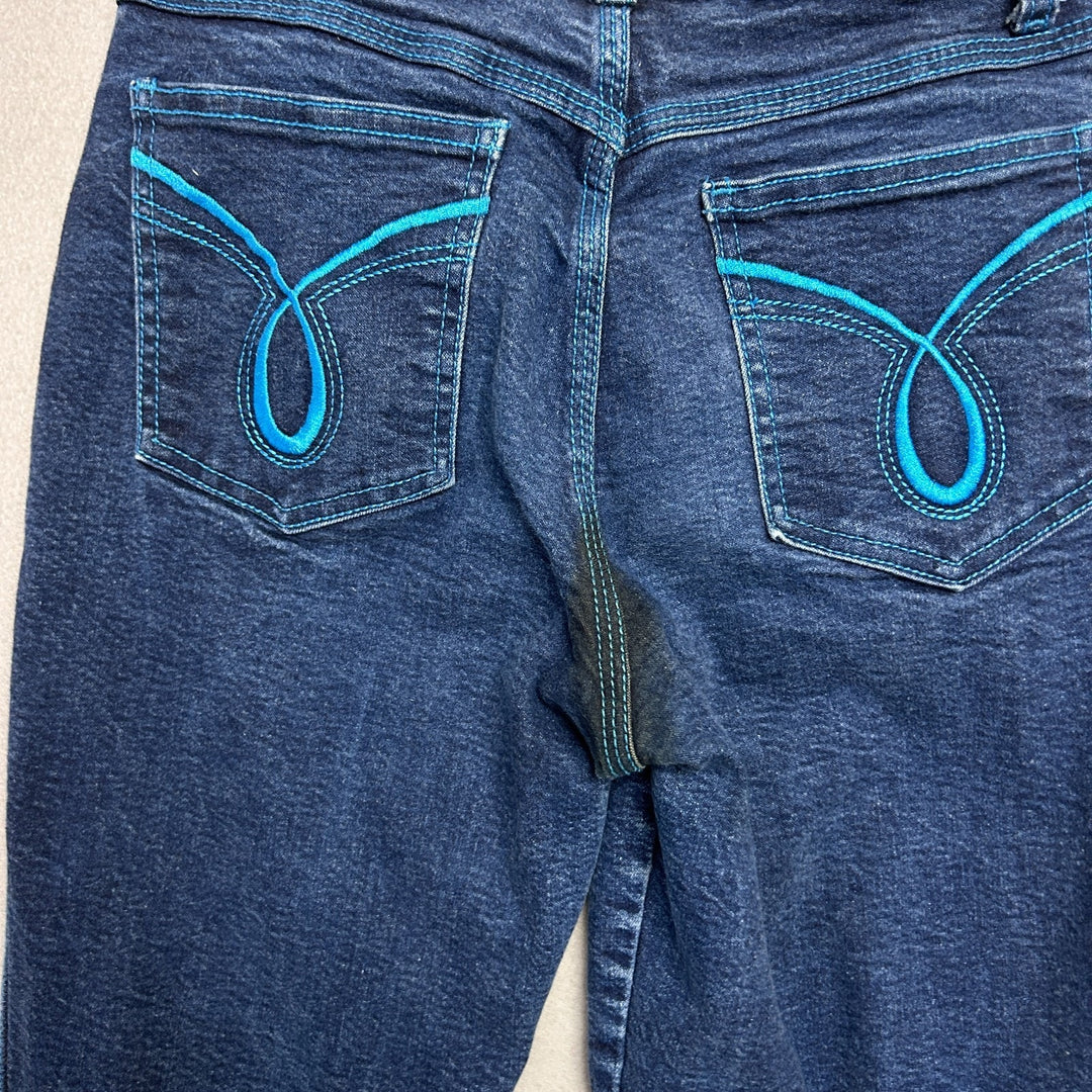 Vintage 80's Watch LA Women's Mid Rise Dark Wash Jeans W/ Blue Stitching 26 x 29