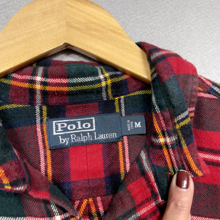 Vintage Polo Ralph Lauren Plaid Elbow Patch Shirt size Medium