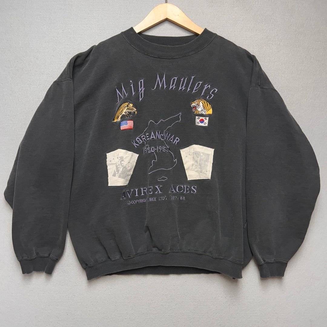 Vintage Avirex Mig Maulers Military Style Embroidered Sweatshirt Size XL