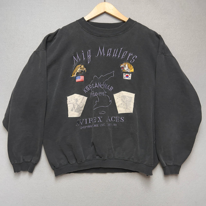 Vintage Avirex Mig Maulers Military Style Embroidered Sweatshirt Size XL