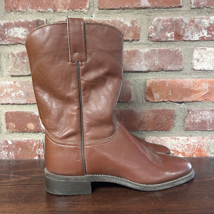 Vintage J. Chisholm Brown Western Cowboy Boots Size 8D
