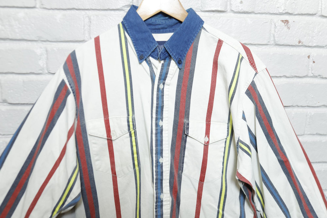 Wrangler Striped Brushpopper Vintage Shirt Large 90s