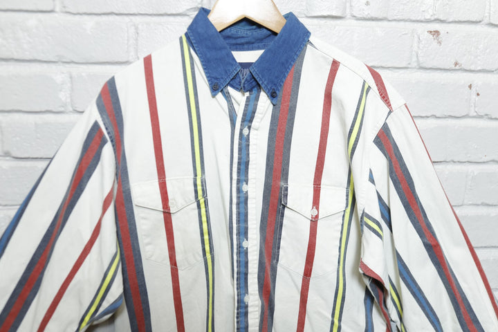 Wrangler Striped Brushpopper Vintage Shirt Large 90s