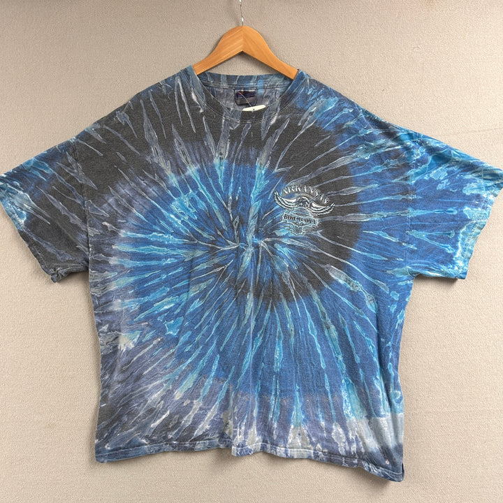 Vintage Arkansas Bike Rally Blue Tie Dye T Shirt Size XXL