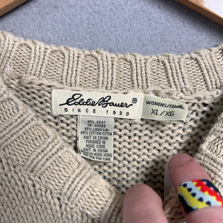 Vintage Eddie Bauer Women's Cotton Linen Blend Sweater Size XL