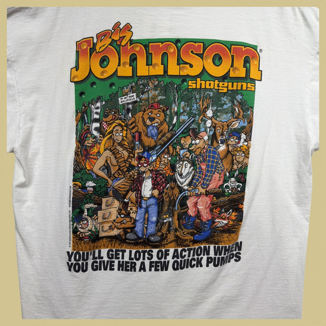 Vintage Big Johnson Shotguns 90s Funny T Shirt Size XL