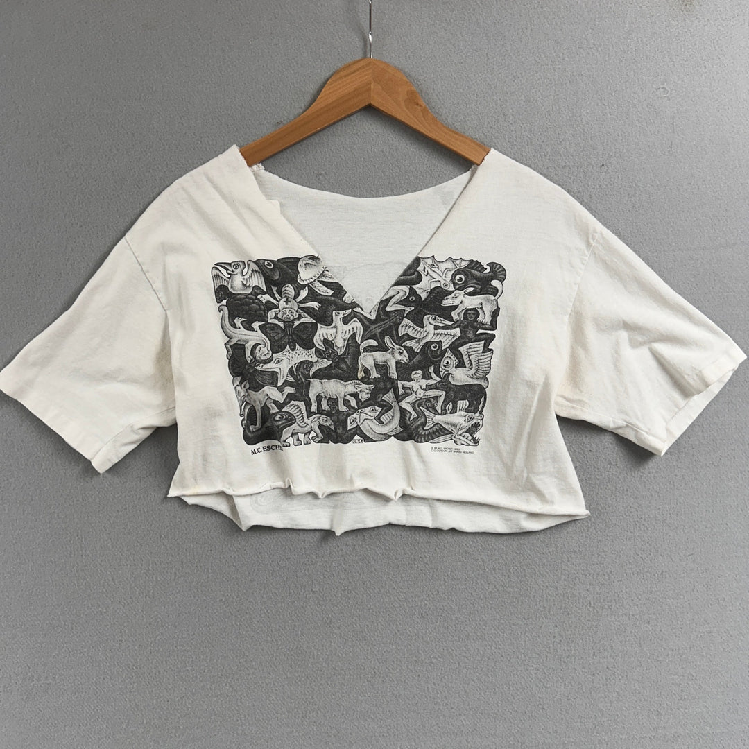 Vintage MC Escher Cropped Art T Shirt Size Medium