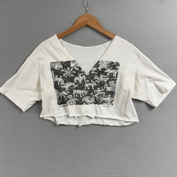 Vintage MC Escher Cropped Art T Shirt Size Medium