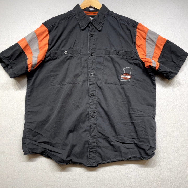 Vintage Harley Davidson Racing Embroidered Button Down Shirt Size Large