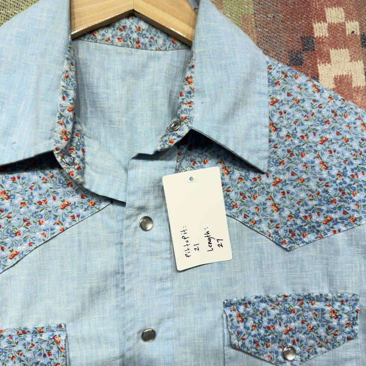 Chambray Vintage Western Button Down Shirt Medium 70s