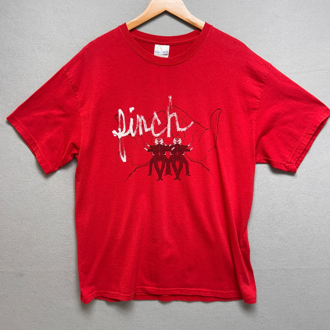 Y2K Finch Band Tee Red Oblivion Hands Size Large