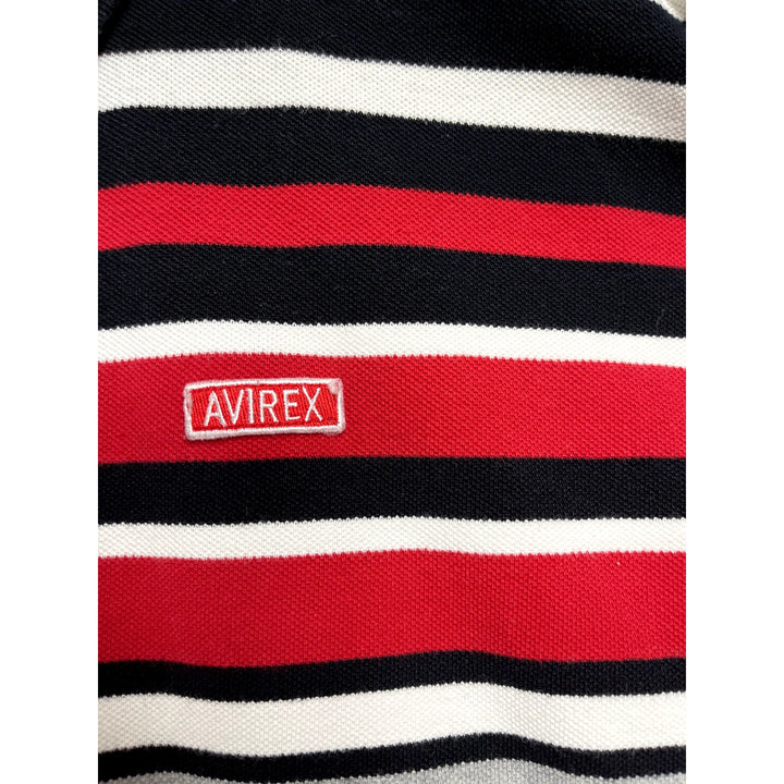 Y2K Avirex Men's Black Red Grey Polo Size Medium