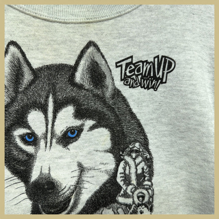 Vintage Husky Dog Sledding 90s Sweatshirt Size Small