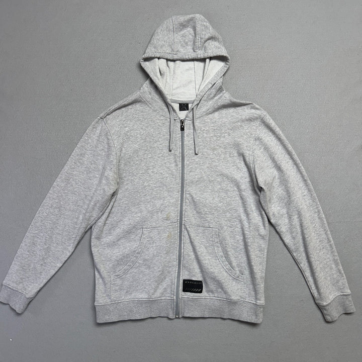 Oakley Grey Full Zip Hoodie Patch Logo Men's Size Medium