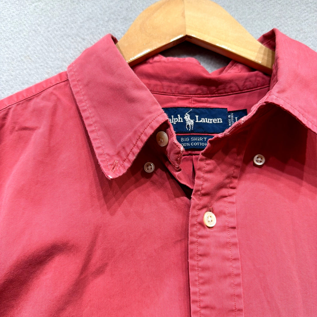 Vintage Polo Ralph Lauren Pink Big Shirt Size Large