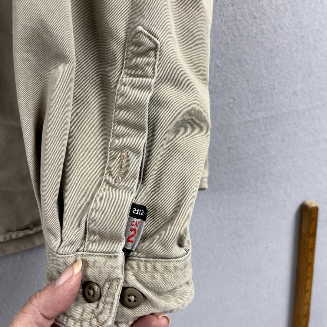 Men's Carhartt Fire Resistant Tan Long Sleeve Shirt W/ Pockets XL