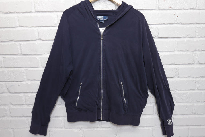 Polo Ralph Lauren Women's Vintage Navy Hoodie Large 2000s