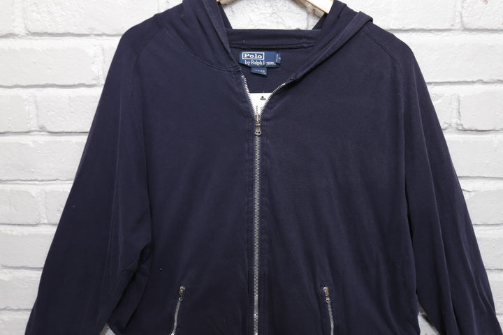 Polo Ralph Lauren Women's Vintage Navy Hoodie Large 2000s