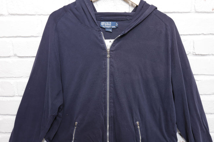 Polo Ralph Lauren Women's Vintage Navy Hoodie Large 2000s