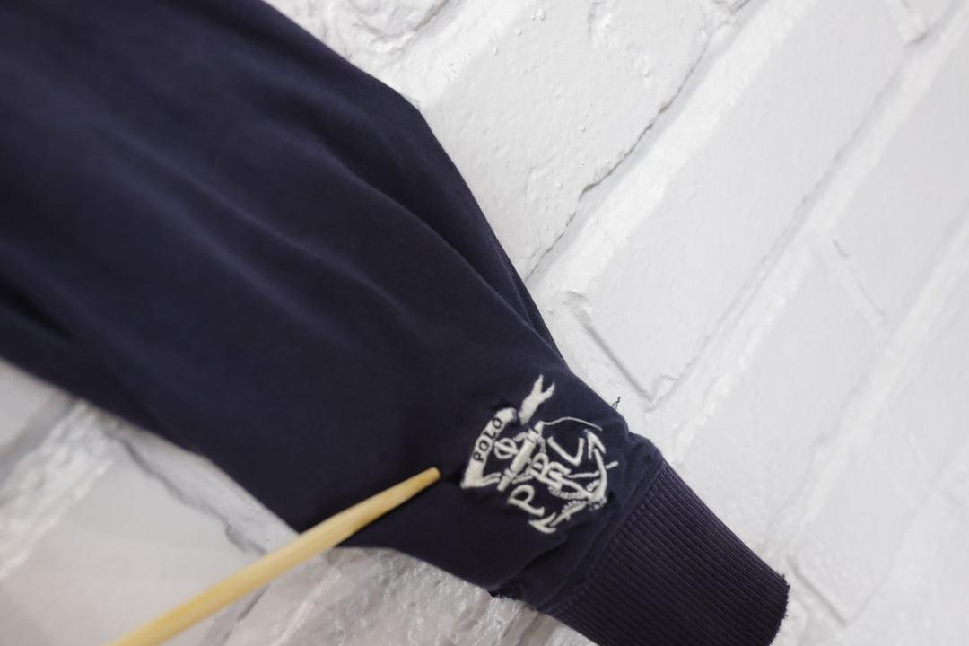 Polo Ralph Lauren Women's Vintage Navy Hoodie Large 2000s
