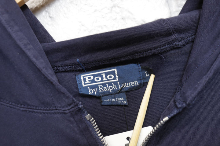 Polo Ralph Lauren Women's Vintage Navy Hoodie Large 2000s