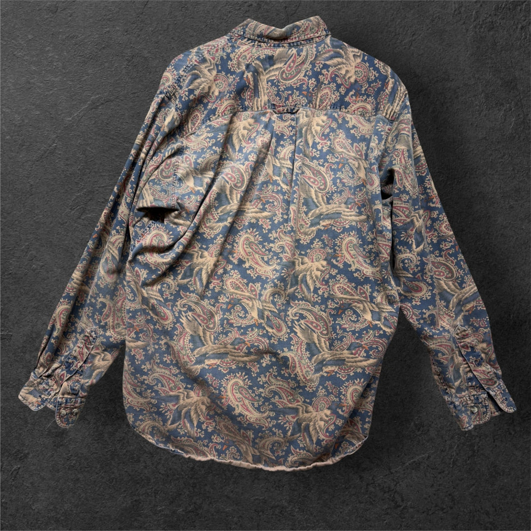 Vintage Paisley and Pheasant 90s Button Down Shirt Size Large