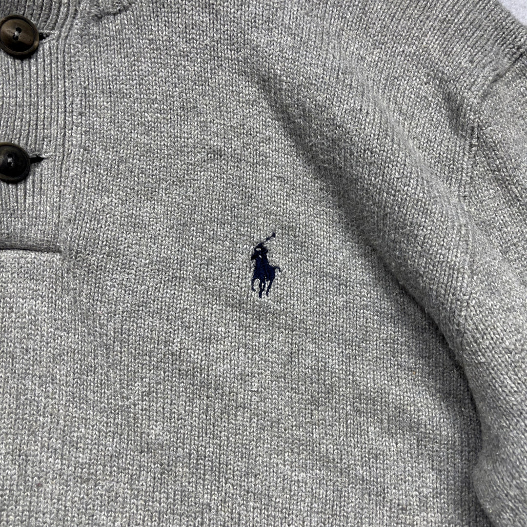 Vintage Polo Ralph Lauren Gray Cotton Sweater Size Medium