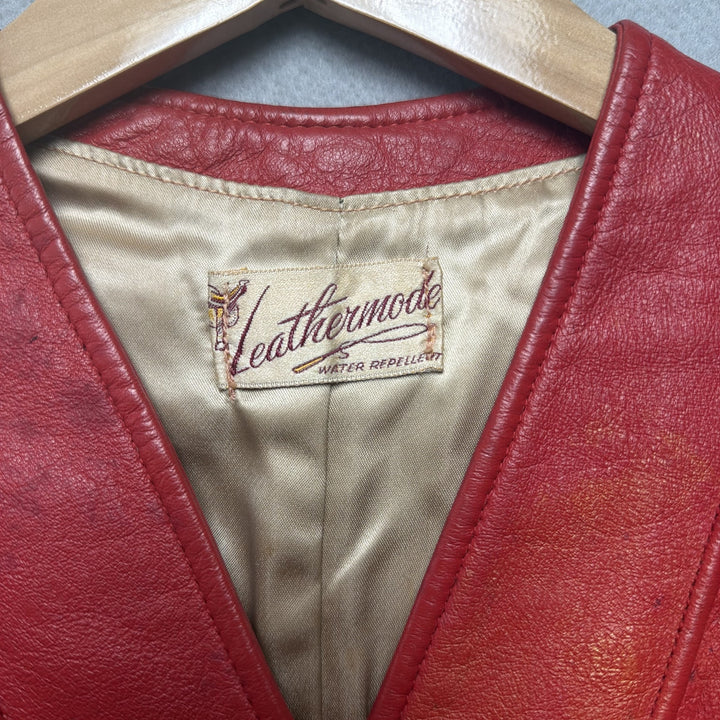 Vintage LeatherMode Red Leather Vest Size Small