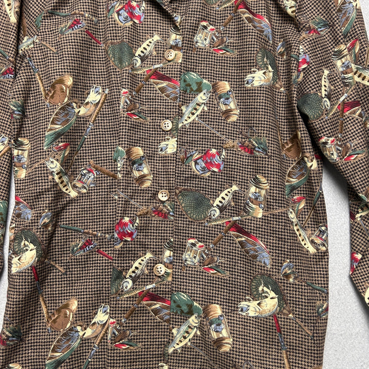 Vintage Rebecca Thomas Fishing Print Shirt size Medium