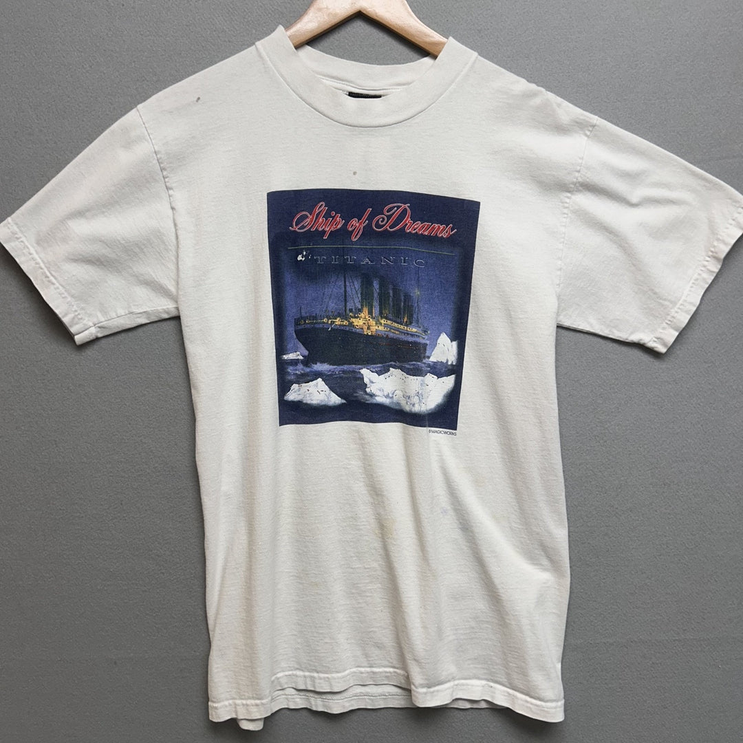 Vintage 90s Titanic "Ship Of Dream" White Shirt Size Medium Made in USA