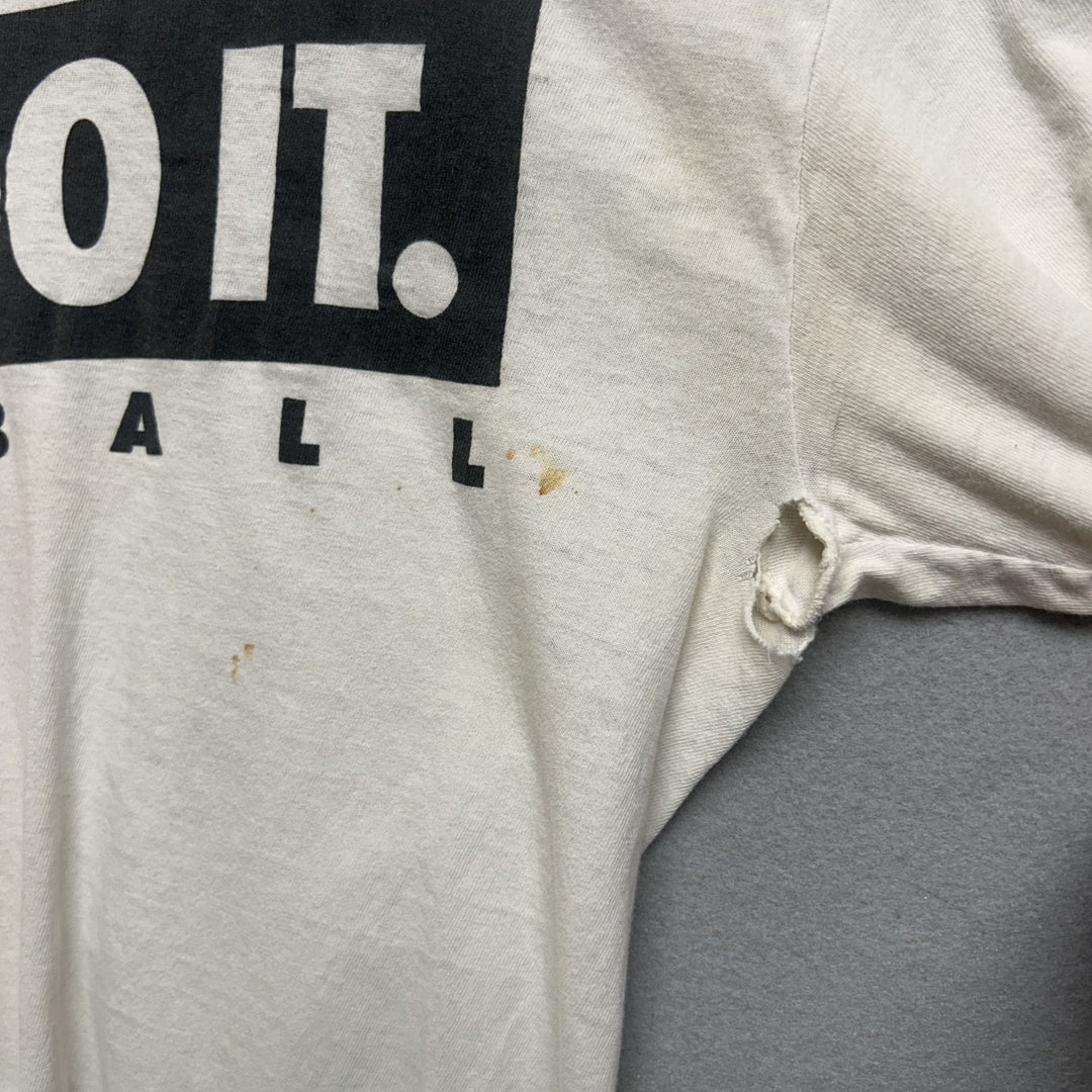 Vintage 90's Nike Just Do It Basketball White Shirt Size Medium - Distressed