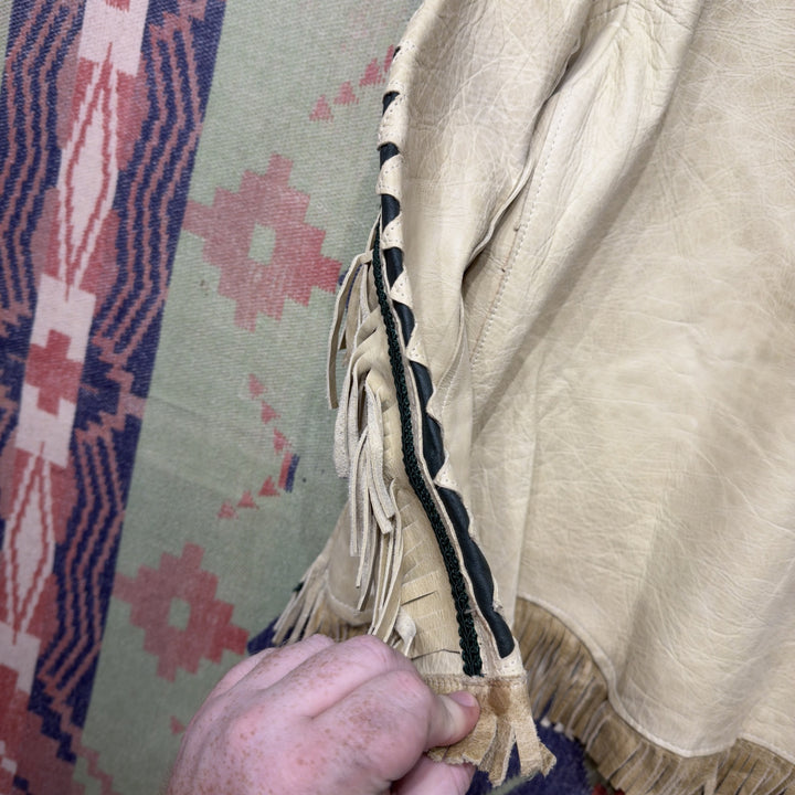 Vintage Handmade Leather Tunic Hippie Jacket Small 70s