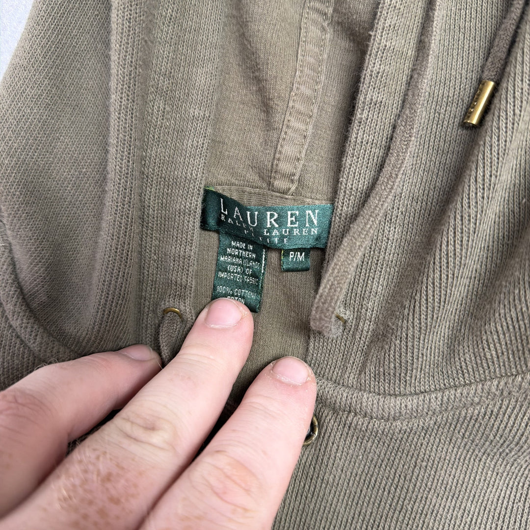 Vintage Lauren Ralph Lauren Olive Green Hoodie Size Petite Medium