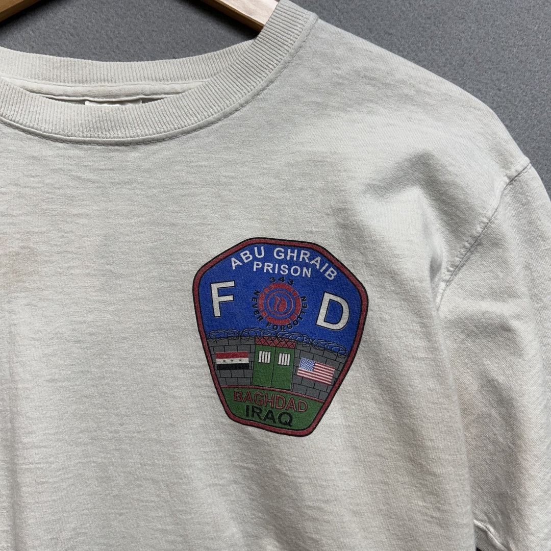 Vintage 2004 Baghdad Iraq Fire Rescue Abu Ghraib Prison White Shirt Size Medium