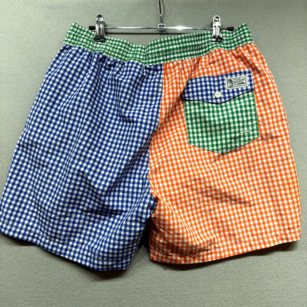 Polo Ralph Lauren Multicolor Gingham Plaid Swim Trunks Size Medium