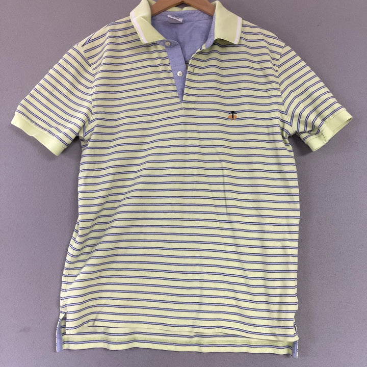 Brooks Brothers Yellow Striped Polo Shirt Size Large